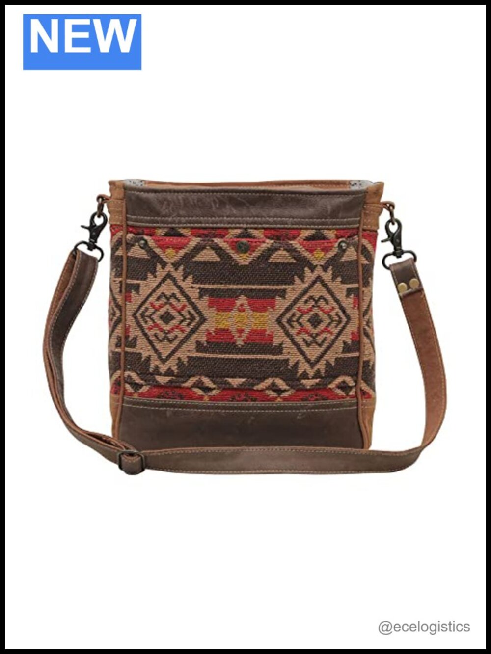 Myra Bag Western Leather Shoulder Bag Upcycled Canvas Crossbody Bag